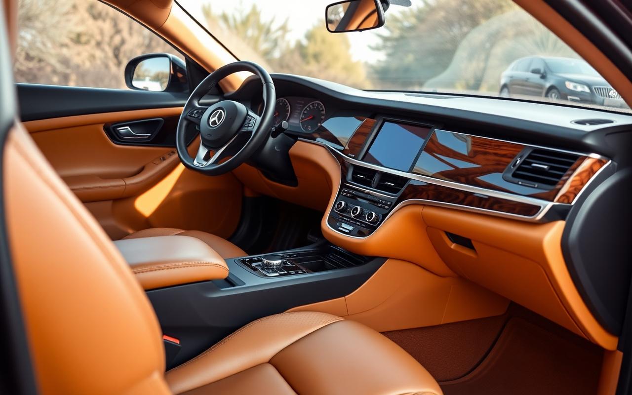 A clean conditioned leather cabin interior